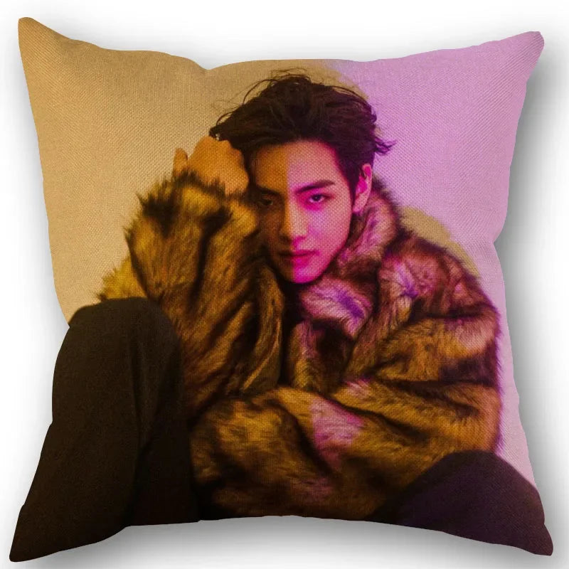 Kim Taehyung Pillowcase Wedding Decorative Cotton Linen Pillow Case For Home Pillow Cover
