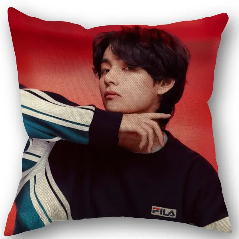 Kim Taehyung Pillowcase Wedding Decorative Cotton Linen Pillow Case For Home Pillow Cover