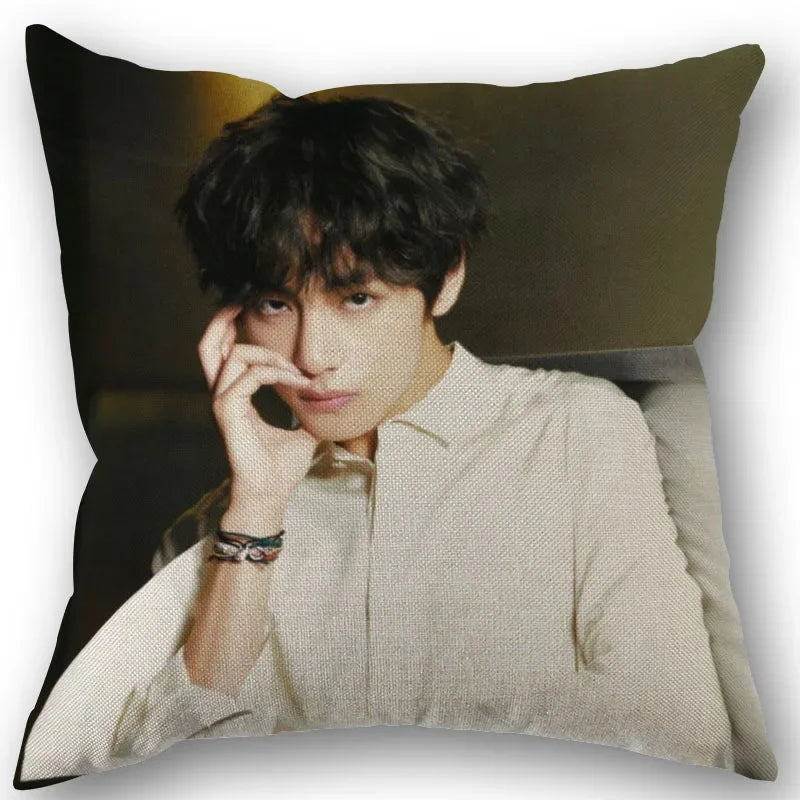 Kim Taehyung Pillowcase Wedding Decorative Cotton Linen Pillow Case For Home Pillow Cover