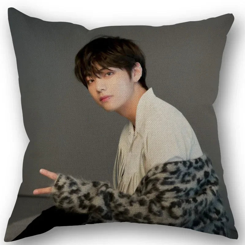 Kim Taehyung Pillowcase Wedding Decorative Cotton Linen Pillow Case For Home Pillow Cover