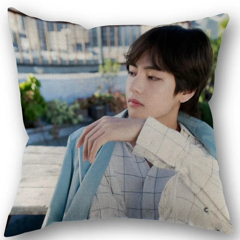 Kim Taehyung Pillowcase Wedding Decorative Cotton Linen Pillow Case For Home Pillow Cover