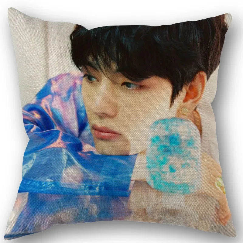 Kim Taehyung Pillowcase Wedding Decorative Cotton Linen Pillow Case For Home Pillow Cover