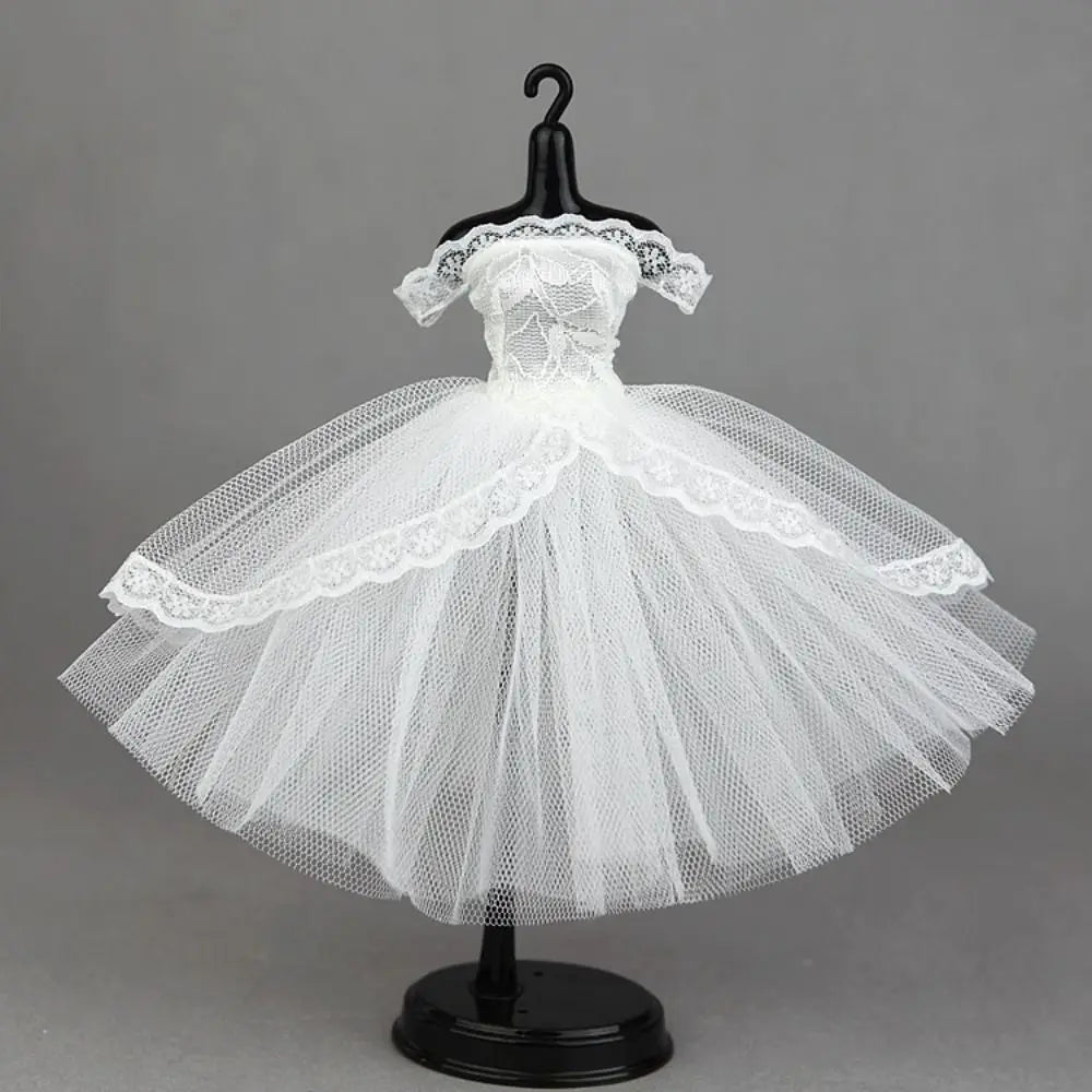Dress Up Doll Dress Evening Party Prom Dress Lace Dolls Clothes Mini Black Tutu Dotted Doll Princess Dress Doll Accessories
