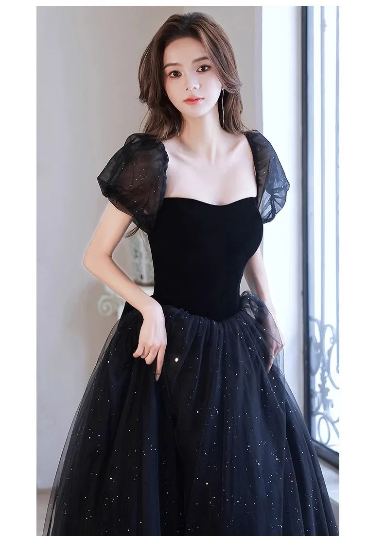 Black Elegant Evening Dress, Annual Meeting, High End Atmosphere, Banquet Host, High Sense, Female Adult Ceremony, Strap Dress