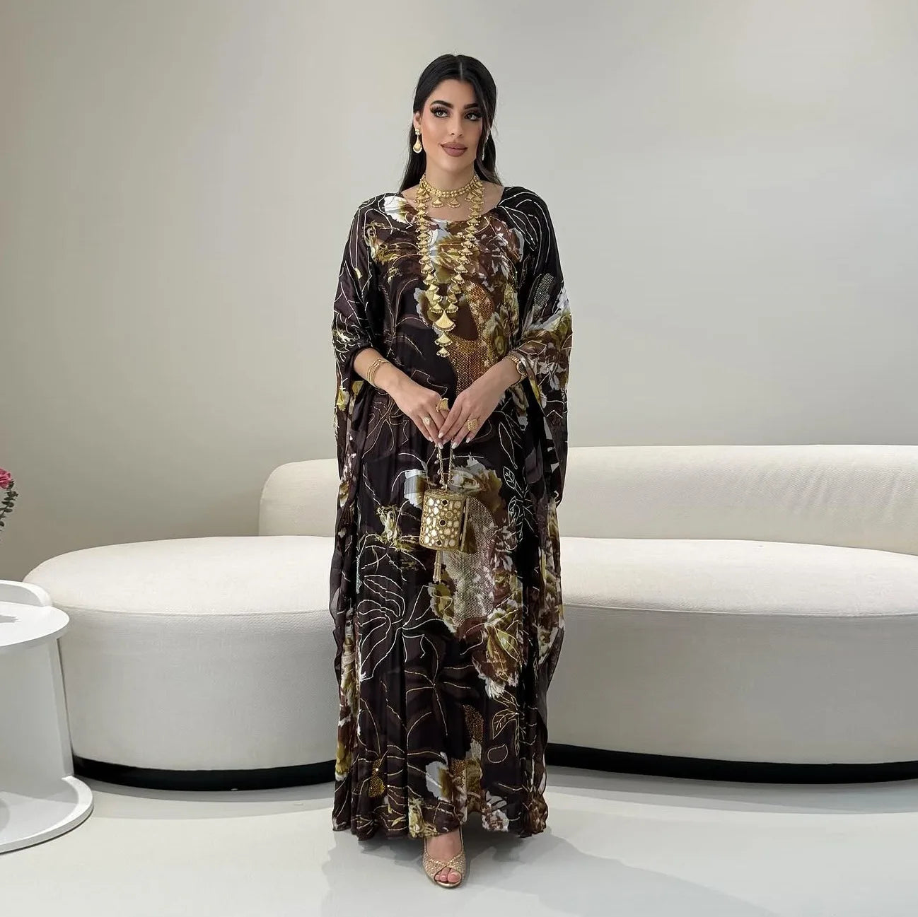 Muslim Dress for Women Chiffon Diamond Party Abaya Dresses Arab Long Robe Morocco Dubai Kaftan Vestidos Jalabiya Ramadan Eid