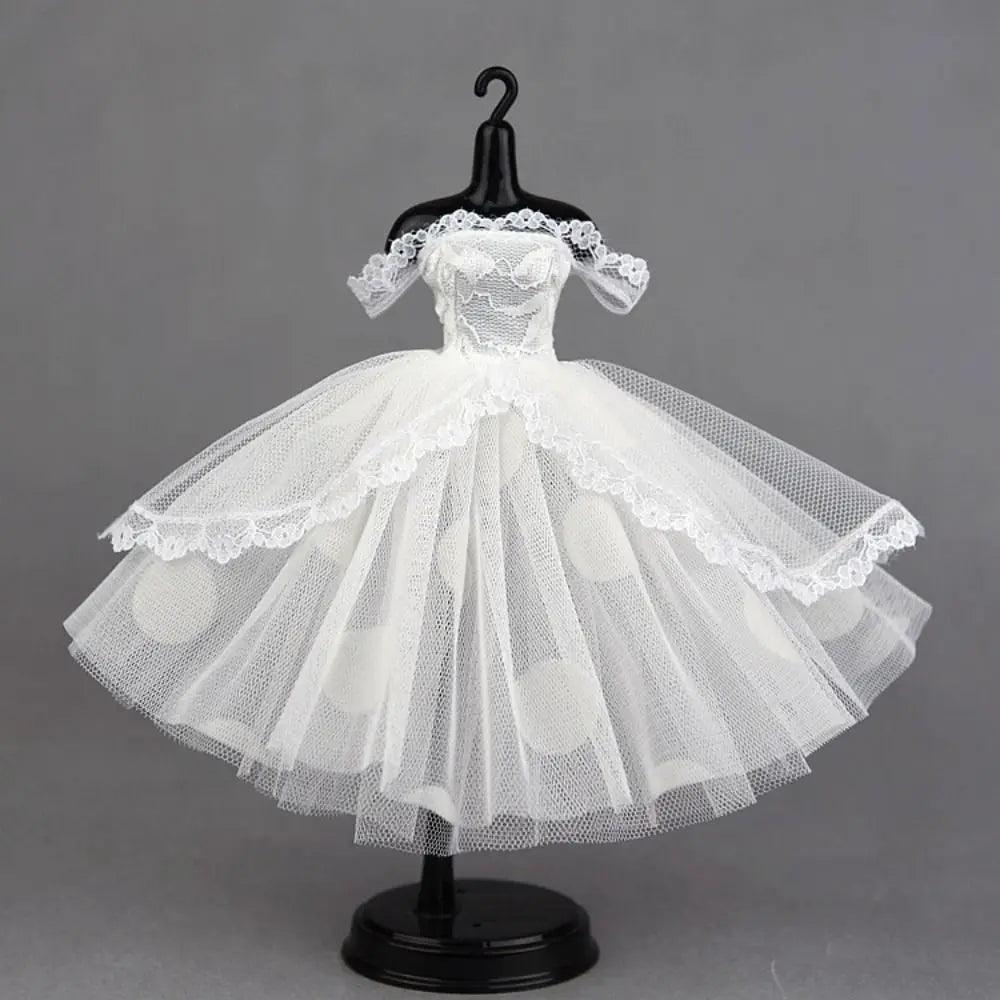 Dress Up Doll Dress Evening Party Prom Dress Lace Dolls Clothes Mini Black Tutu Dotted Doll Princess Dress Doll Accessories