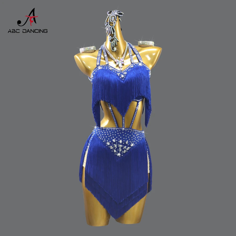 Womens Evening Party Dress Latin Dance Practice Clothes Girls Dancewear Stage Costume Sexy Outfits 2025 Parties Skirt Customized