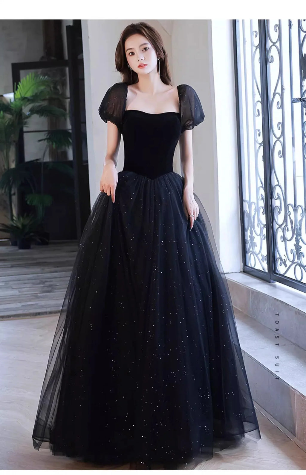 Black Elegant Evening Dress, Annual Meeting, High End Atmosphere, Banquet Host, High Sense, Female Adult Ceremony, Strap Dress