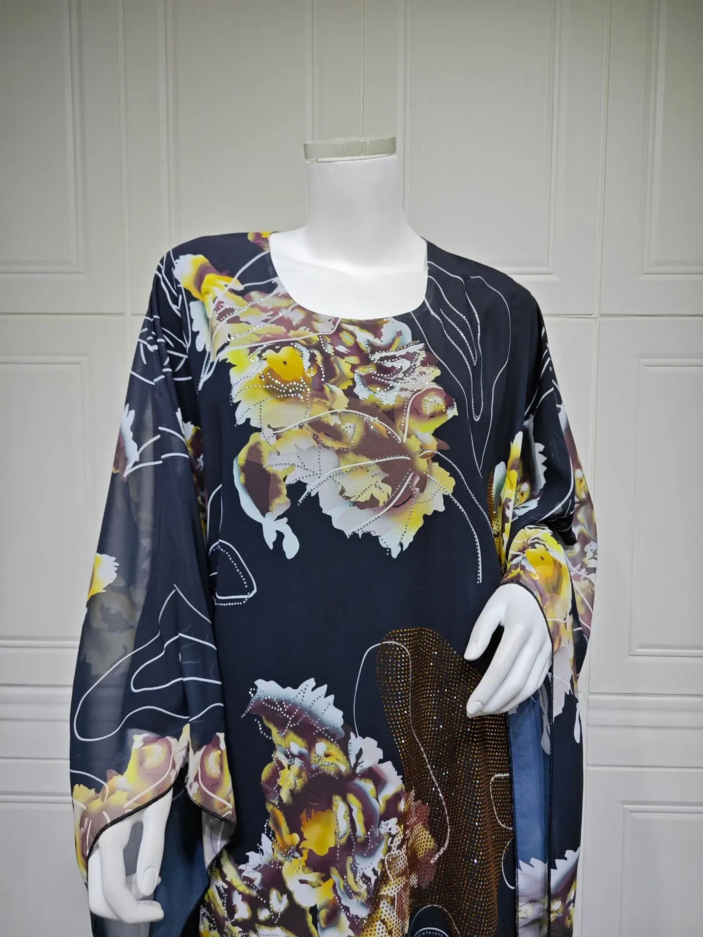 Muslim Dress for Women Chiffon Diamond Party Abaya Dresses Arab Long Robe Morocco Dubai Kaftan Vestidos Jalabiya Ramadan Eid