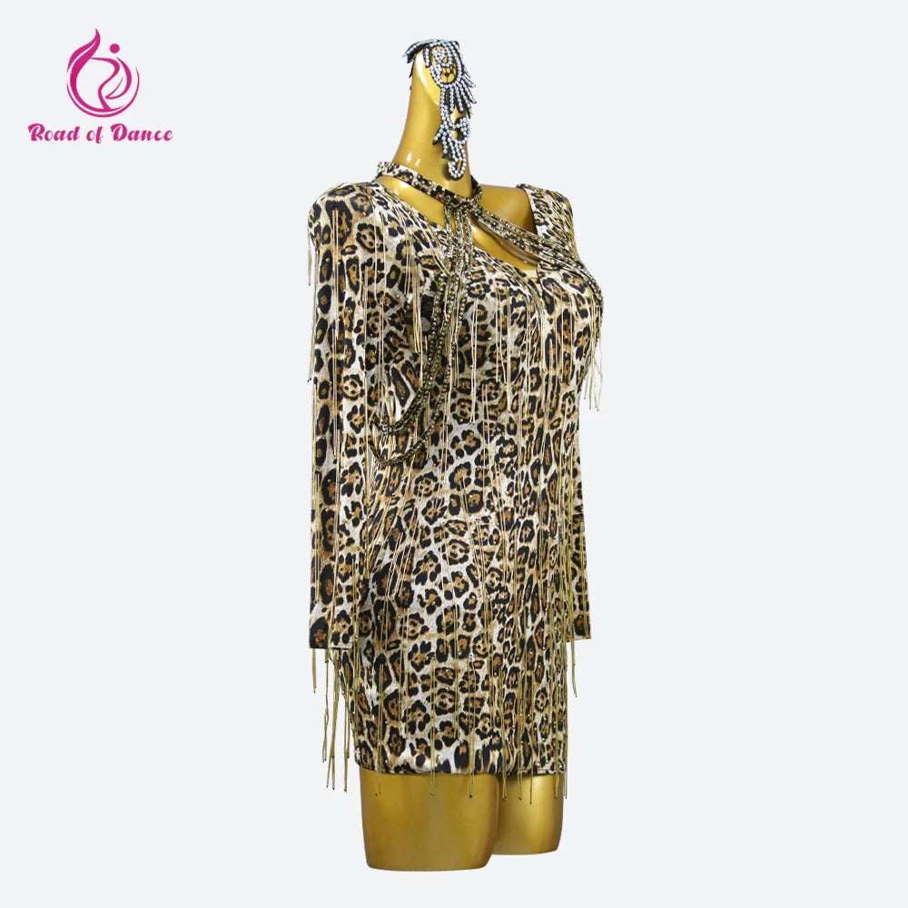 Dress For Dancing Parties New Latin Costume Sports Suit Rhinestones Women's Evening Clothes Stage Fringe Skirt Line Girl Cabaret