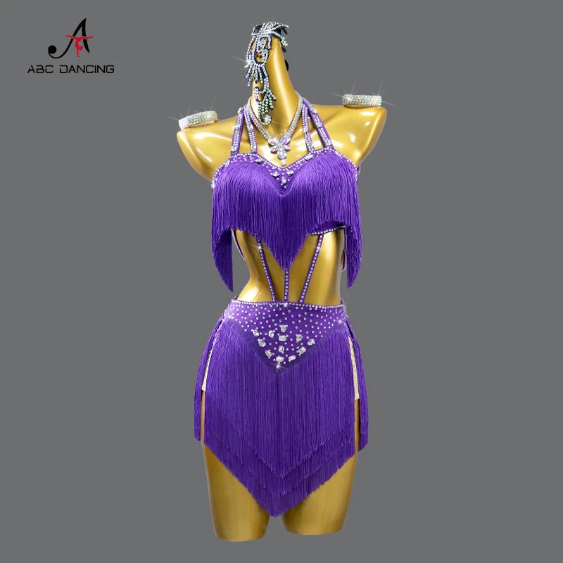 Womens Evening Party Dress Latin Dance Practice Clothes Girls Dancewear Stage Costume Sexy Outfits 2025 Parties Skirt Customized