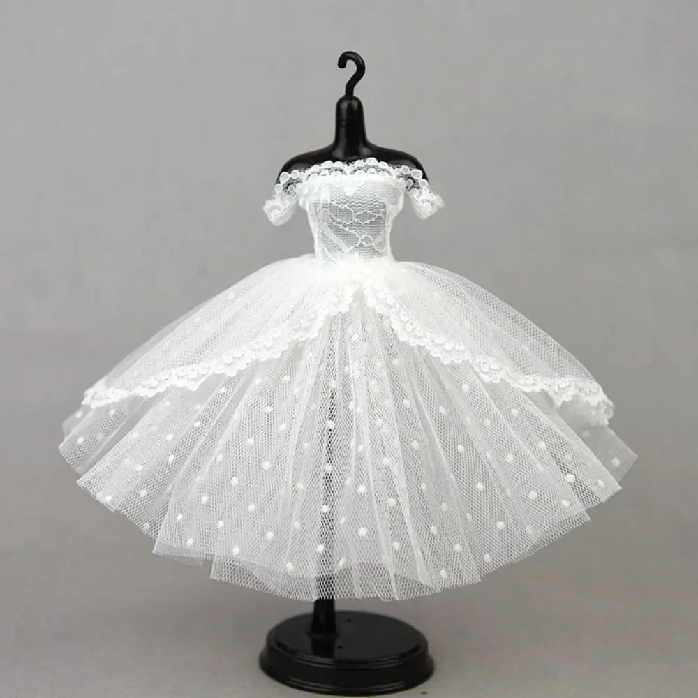 Dress Up Doll Dress Evening Party Prom Dress Lace Dolls Clothes Mini Black Tutu Dotted Doll Princess Dress Doll Accessories