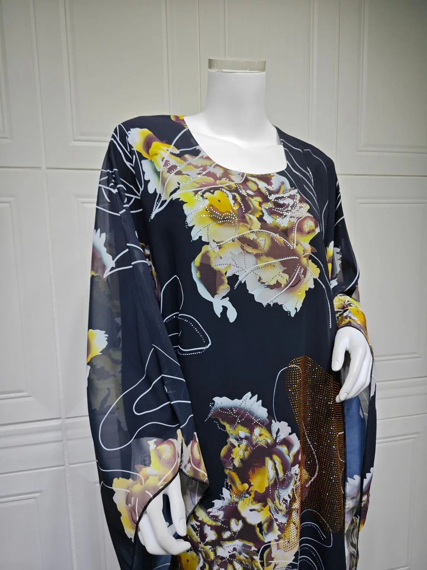 Muslim Dress for Women Chiffon Diamond Party Abaya Dresses Arab Long Robe Morocco Dubai Kaftan Vestidos Jalabiya Ramadan Eid