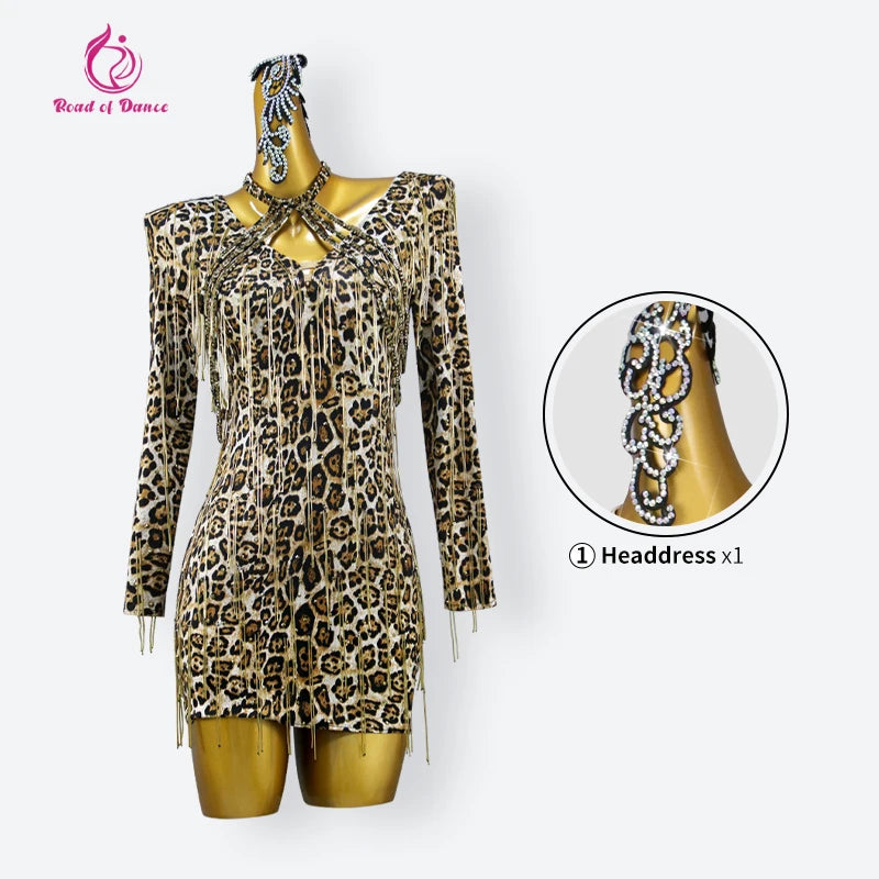 Dress For Dancing Parties New Latin Costume Sports Suit Rhinestones Women's Evening Clothes Stage Fringe Skirt Line Girl Cabaret