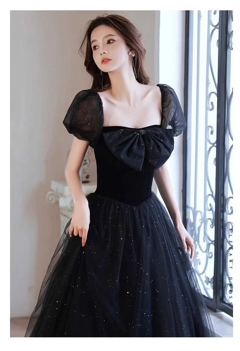 Black Elegant Evening Dress, Annual Meeting, High End Atmosphere, Banquet Host, High Sense, Female Adult Ceremony, Strap Dress