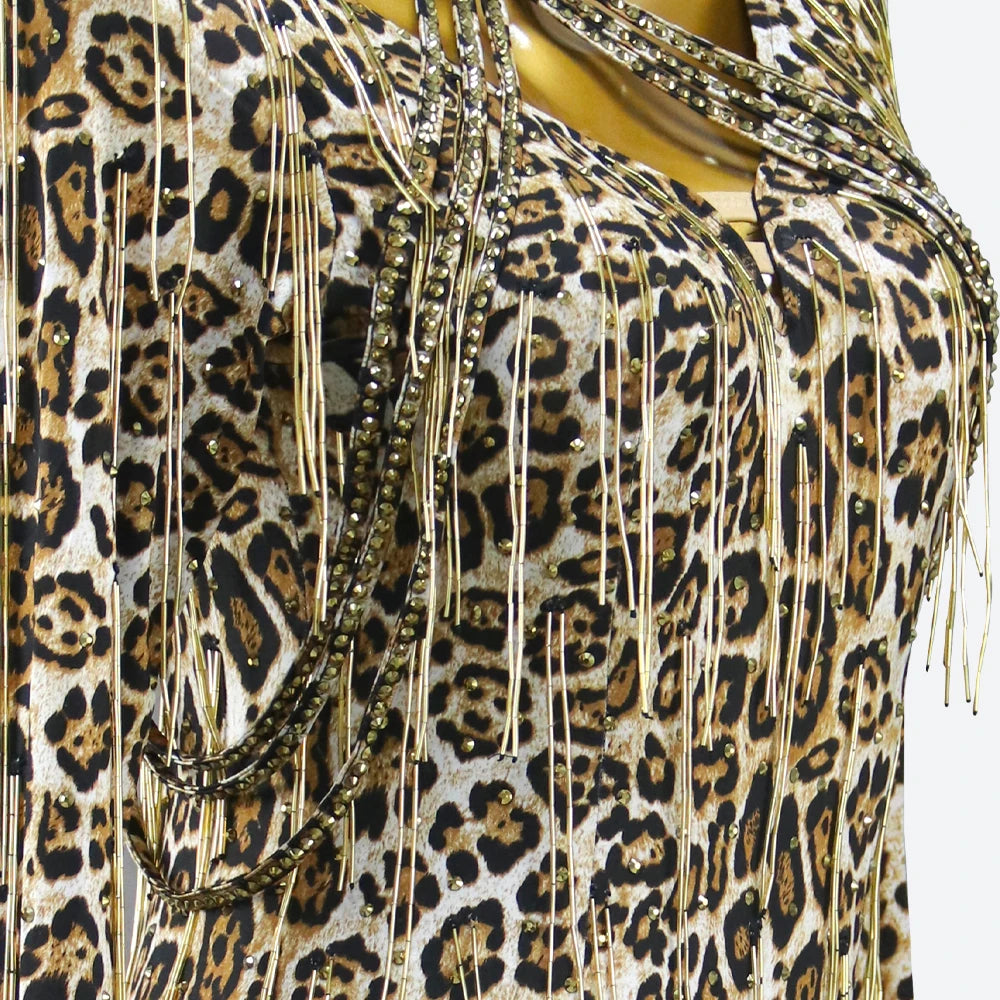 Dress For Dancing Parties New Latin Costume Sports Suit Rhinestones Women's Evening Clothes Stage Fringe Skirt Line Girl Cabaret