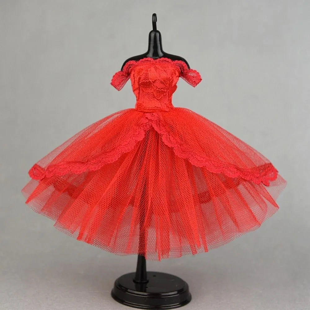 Dress Up Doll Dress Evening Party Prom Dress Lace Dolls Clothes Mini Black Tutu Dotted Doll Princess Dress Doll Accessories