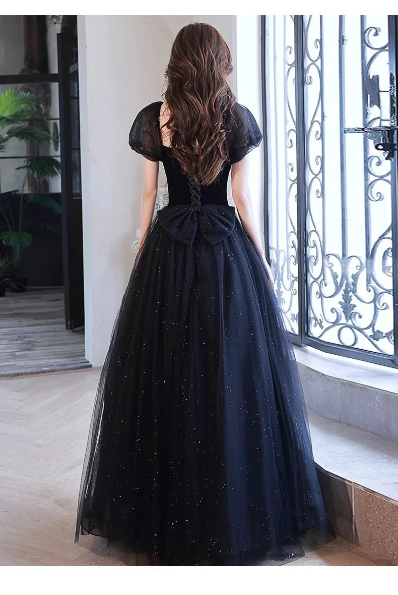 Black Elegant Evening Dress, Annual Meeting, High End Atmosphere, Banquet Host, High Sense, Female Adult Ceremony, Strap Dress