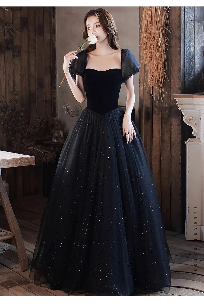 Black Elegant Evening Dress, Annual Meeting, High End Atmosphere, Banquet Host, High Sense, Female Adult Ceremony, Strap Dress