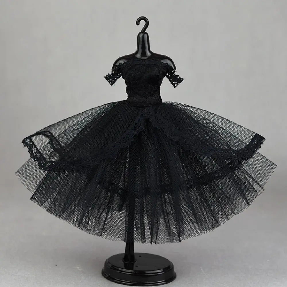 Dress Up Doll Dress Evening Party Prom Dress Lace Dolls Clothes Mini Black Tutu Dotted Doll Princess Dress Doll Accessories