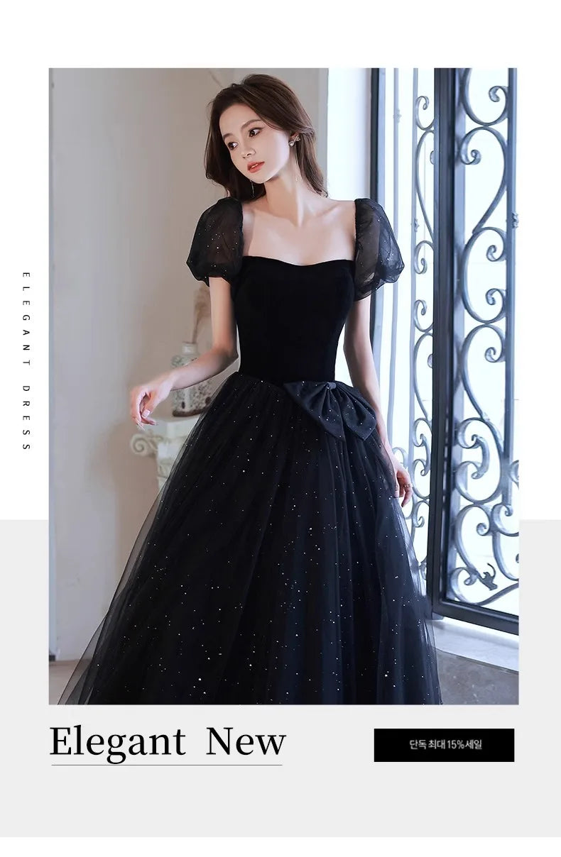 Black Elegant Evening Dress, Annual Meeting, High End Atmosphere, Banquet Host, High Sense, Female Adult Ceremony, Strap Dress