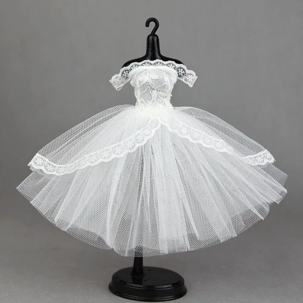 Dress Up Doll Dress Evening Party Prom Dress Lace Dolls Clothes Mini Black Tutu Dotted Doll Princess Dress Doll Accessories