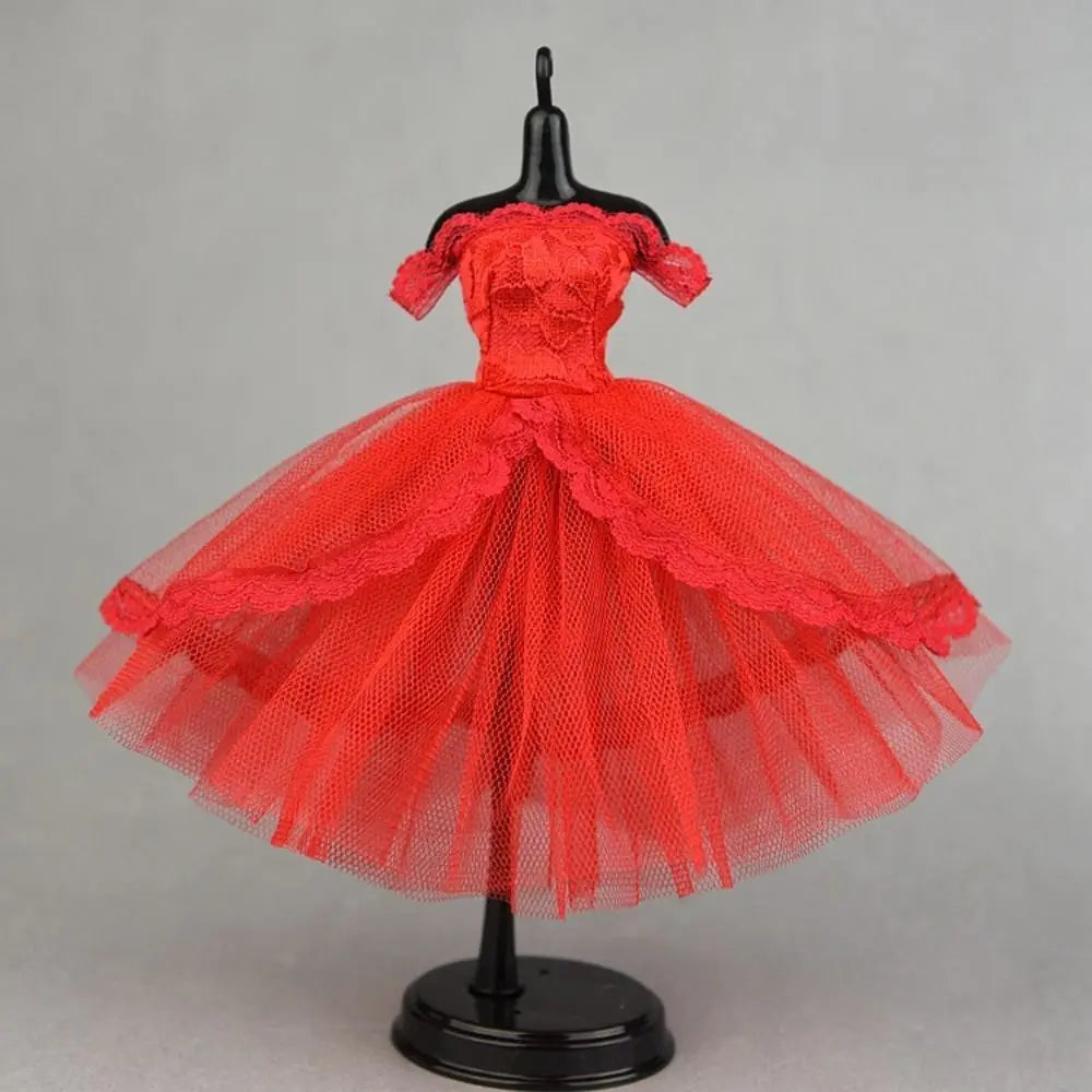 Dress Up Doll Dress Evening Party Prom Dress Lace Dolls Clothes Mini Black Tutu Dotted Doll Princess Dress Doll Accessories