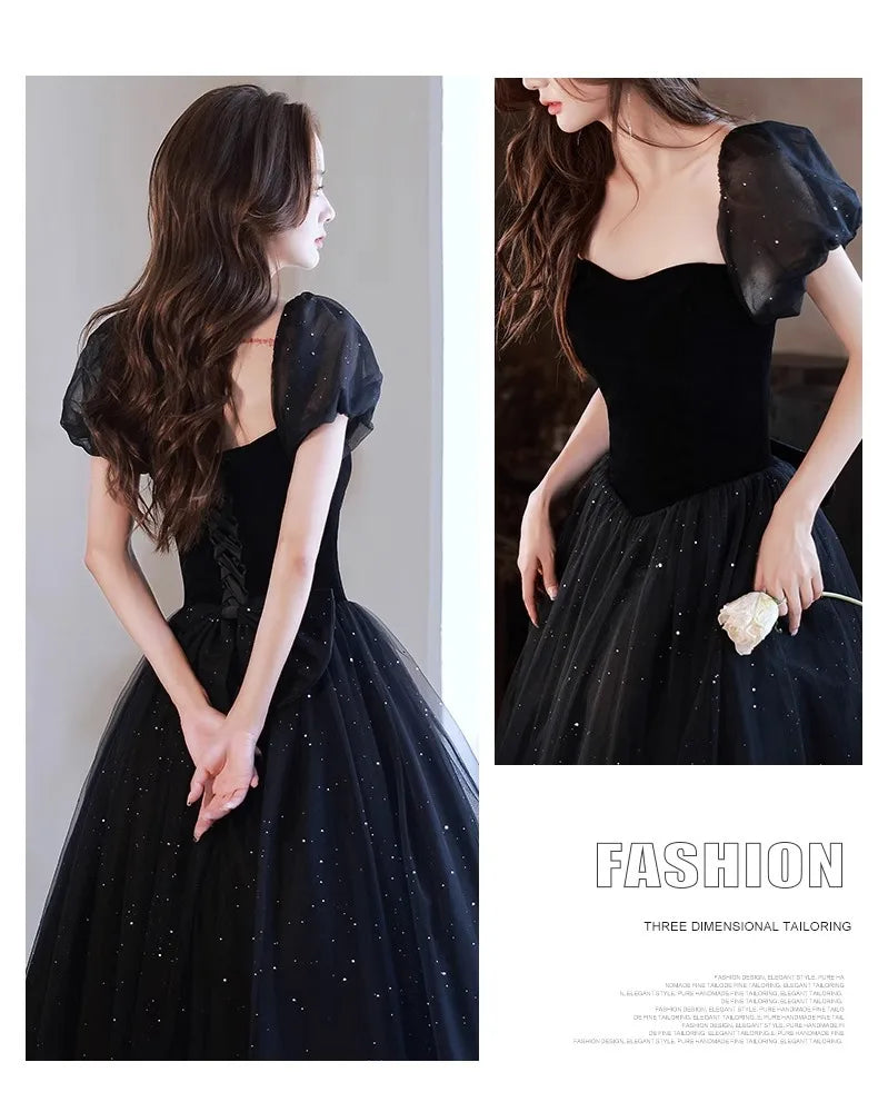 Black Elegant Evening Dress, Annual Meeting, High End Atmosphere, Banquet Host, High Sense, Female Adult Ceremony, Strap Dress