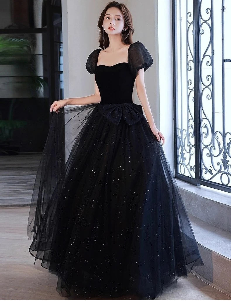Black Elegant Evening Dress, Annual Meeting, High End Atmosphere, Banquet Host, High Sense, Female Adult Ceremony, Strap Dress
