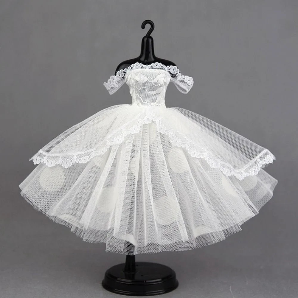 Dress Up Doll Dress Evening Party Prom Dress Lace Dolls Clothes Mini Black Tutu Dotted Doll Princess Dress Doll Accessories